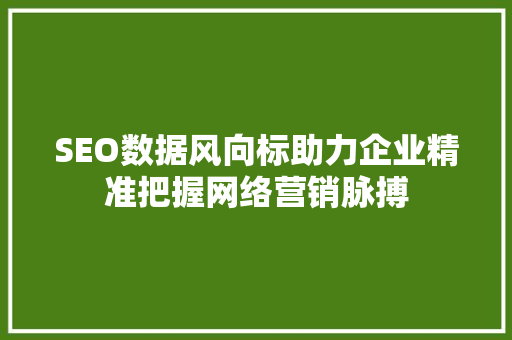 SEO数据风向标助力企业精准把握网络营销脉搏