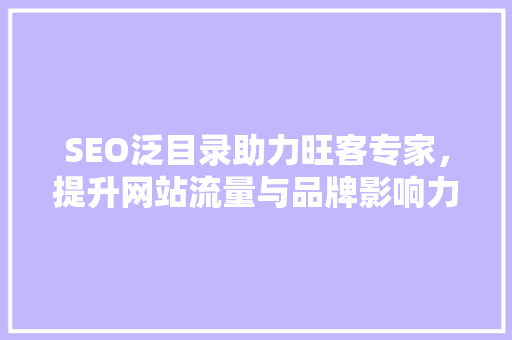 SEO泛目录助力旺客专家，提升网站流量与品牌影响力