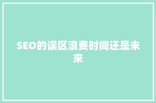 SEO的误区浪费时间还是未来