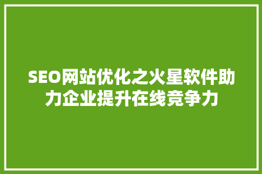SEO网站优化之火星软件助力企业提升在线竞争力