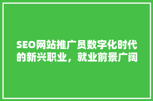 SEO网站推广员数字化时代的新兴职业，就业前景广阔