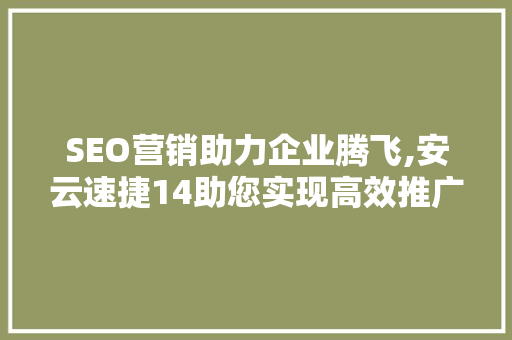 SEO营销助力企业腾飞,安云速捷14助您实现高效推广