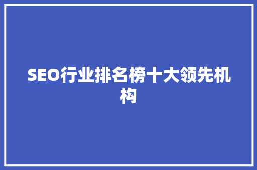 SEO行业排名榜十大领先机构