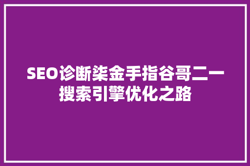 SEO诊断柒金手指谷哥二一搜索引擎优化之路