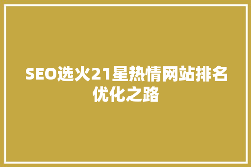 SEO选火21星热情网站排名优化之路