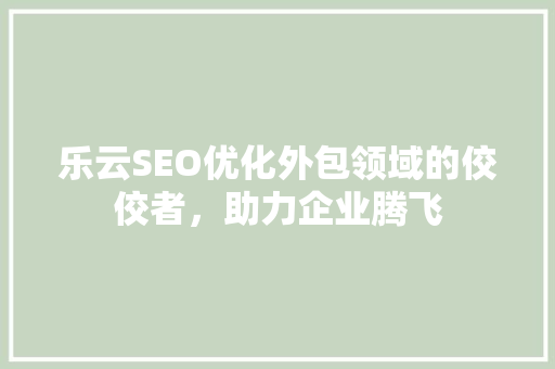 乐云SEO优化外包领域的佼佼者，助力企业腾飞