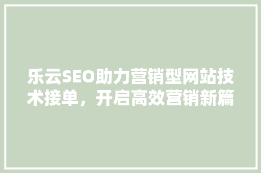 乐云SEO助力营销型网站技术接单，开启高效营销新篇章