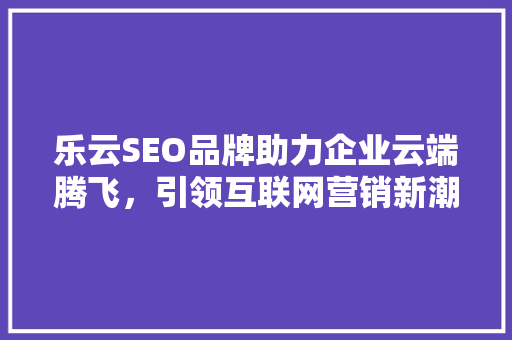 乐云SEO品牌助力企业云端腾飞，引领互联网营销新潮流