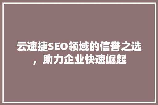 云速捷SEO领域的信誉之选，助力企业快速崛起