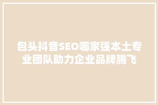 包头抖音SEO哪家强本土专业团队助力企业品牌腾飞
