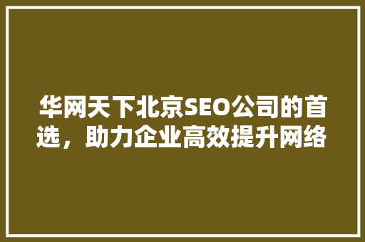 华网天下北京SEO公司的首选，助力企业高效提升网络排名