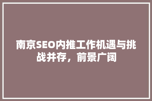 南京SEO内推工作机遇与挑战并存，前景广阔