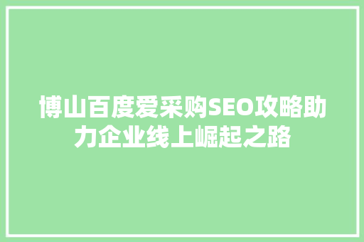 博山百度爱采购SEO攻略助力企业线上崛起之路