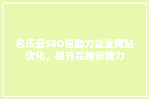 名乐云SEO包助力企业网站优化，提升品牌影响力  第1张