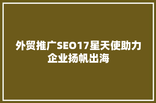 外贸推广SEO17星天使助力企业扬帆出海