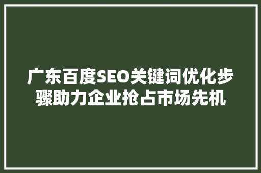 广东百度SEO关键词优化步骤助力企业抢占市场先机