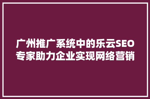 广州推广系统中的乐云SEO专家助力企业实现网络营销新突破