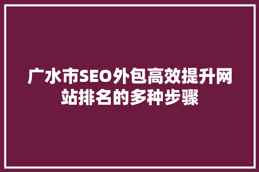 广水市SEO外包高效提升网站排名的多种步骤