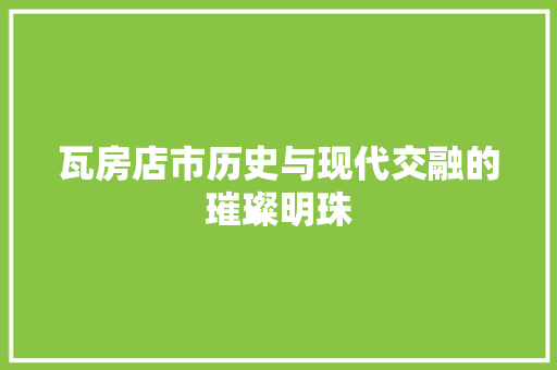 瓦房店市历史与现代交融的璀璨明珠