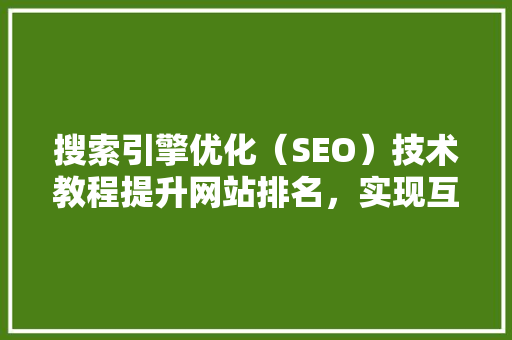 搜索引擎优化（SEO）技术教程提升网站排名，实现互联网营销的方法