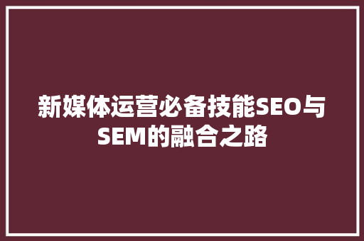 新媒体运营必备技能SEO与SEM的融合之路