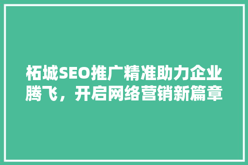 柘城SEO推广精准助力企业腾飞，开启网络营销新篇章