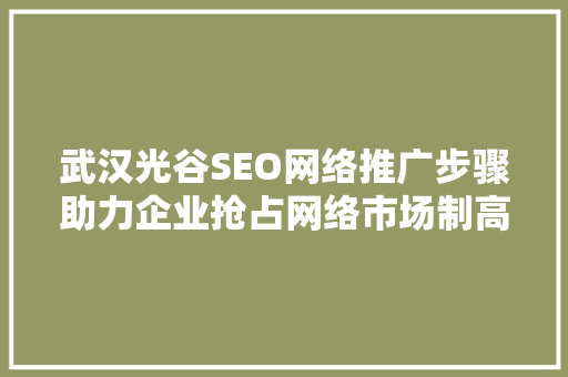 武汉光谷SEO网络推广步骤助力企业抢占网络市场制高点