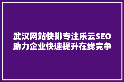 武汉网站快排专注乐云SEO助力企业快速提升在线竞争力
