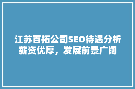 江苏百拓公司SEO待遇分析薪资优厚，发展前景广阔