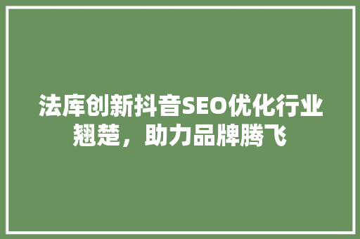 法库创新抖音SEO优化行业翘楚，助力品牌腾飞