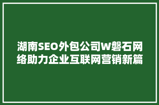 湖南SEO外包公司W磐石网络助力企业互联网营销新篇章