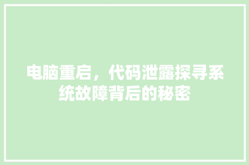 电脑重启，代码泄露探寻系统故障背后的秘密