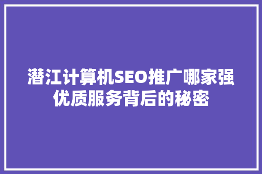 潜江计算机SEO推广哪家强优质服务背后的秘密