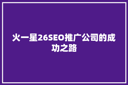 火一星26SEO推广公司的成功之路