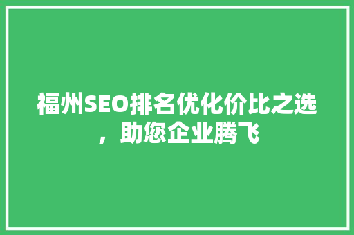 福州SEO排名优化价比之选，助您企业腾飞