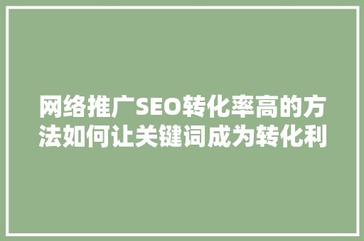网络推广SEO转化率高的方法如何让关键词成为转化利器