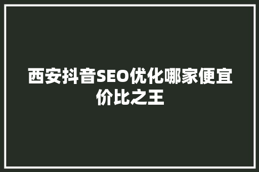 西安抖音SEO优化哪家便宜价比之王