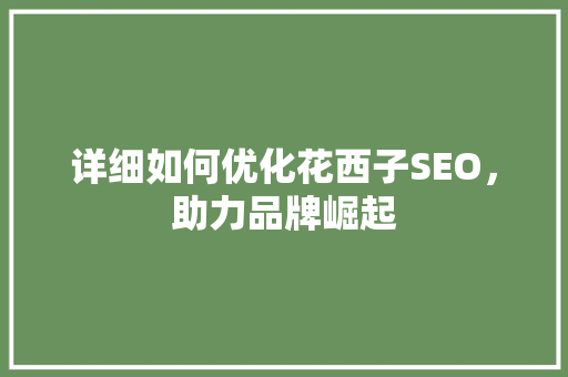 详细如何优化花西子SEO，助力品牌崛起