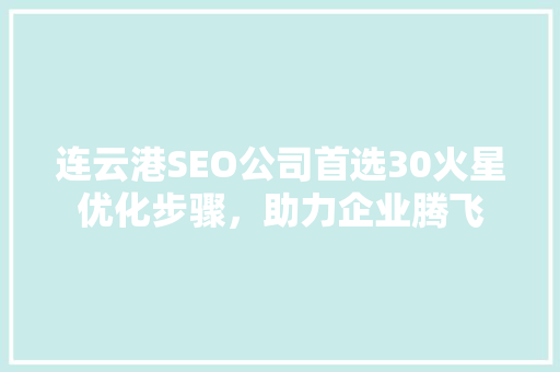 连云港SEO公司首选30火星优化步骤，助力企业腾飞