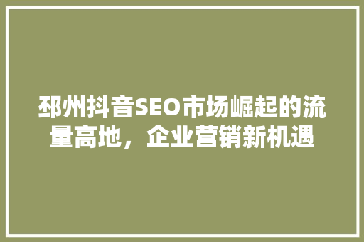 邳州抖音SEO市场崛起的流量高地，企业营销新机遇
