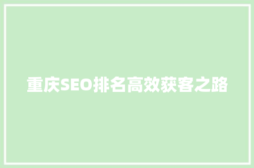 重庆SEO排名高效获客之路