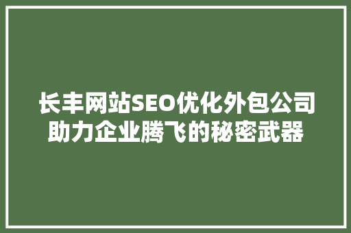 长丰网站SEO优化外包公司助力企业腾飞的秘密武器