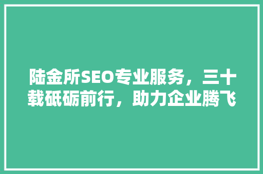 陆金所SEO专业服务，三十载砥砺前行，助力企业腾飞