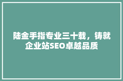 陆金手指专业三十载，铸就企业站SEO卓越品质