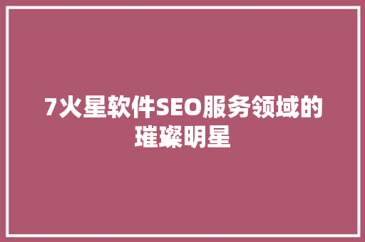 7火星软件SEO服务领域的璀璨明星  第1张