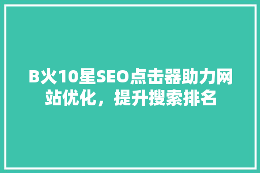 B火10星SEO点击器助力网站优化，提升搜索排名  第1张