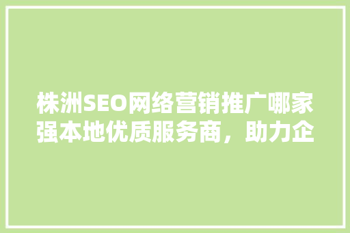 株洲SEO网络营销推广哪家强本地优质服务商，助力企业腾飞