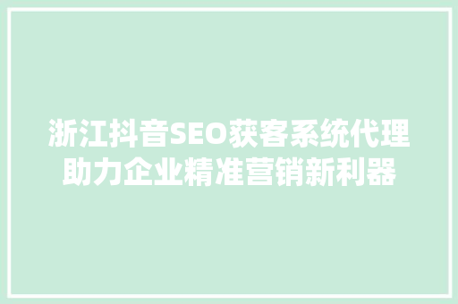 浙江抖音SEO获客系统代理助力企业精准营销新利器