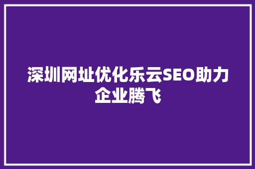 深圳网址优化乐云SEO助力企业腾飞