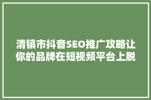 清镇市抖音SEO推广攻略让你的品牌在短视频平台上脱颖而出